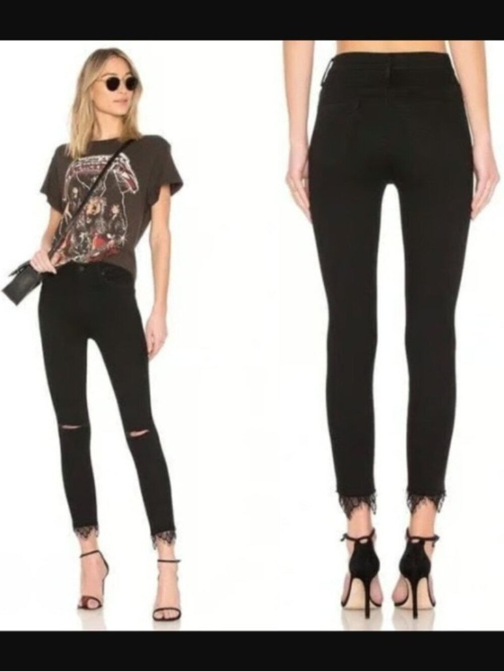 MOTHER Women's The Swooner Dagger Ankle Fray Baa Baa Black Sheep Jeans Size 28